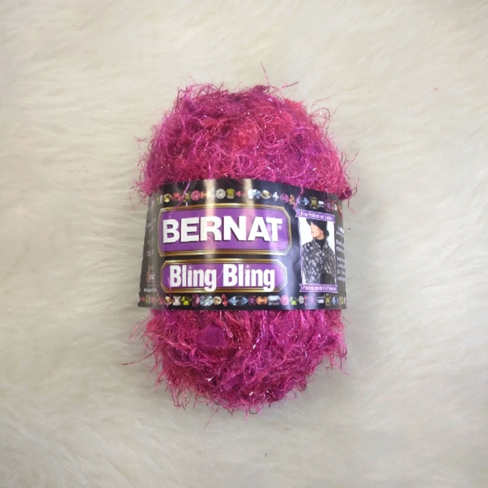 YARN Bernat Bling Bling Yarn in CABERET CRIMSON